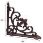 2 Pack Ornate Cast Iron Farmhouse Fleur de lis Antique Style Brown/Black Shelf Bracket & Plant Hanger Perfect for Shelves Around The House 1.5-Inch x 7.5-Inch x 7.5-Inch CI152