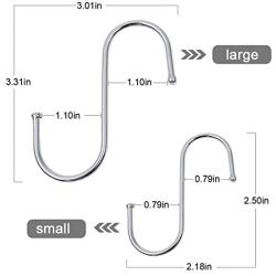 Ewinever Heavy Duty S Hooks,15PCS Stainless Steel S Shaped Hanging Hooks Hanger for Kitchen Office Bathroom Bedroom,Silver(Small-5 Pack,Medium-10 Pack)