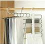 5pcs Random Color 5 in 1 Pant Rack Shelves Stainless Steel Clothes Hangers Multi-Functional Wardrobe Magic Hanger