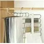5pcs Random Color 5 in 1 Pant Rack Shelves Stainless Steel Clothes Hangers Multi-Functional Wardrobe Magic Hanger