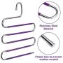 HOUSE DAY S-Shape Pants Hangers Space Saving Trousers Hangers 4 Pack, Non Slip Jeans Hanger Ideal Closet Organizer for Pants Jeans Scarfs Belts Ties, Purple