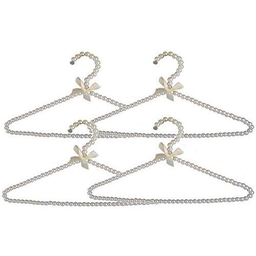 WHOSEE 4 Pack Clothes Pearl Hanger 10KG Weight Bearing Trouser Bead Skirts Hanging Holder White