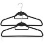 HANGERWORLD 20 Black 18inch Flocked Velvet Non Slip Coat Clothes Garment Hangers Trouser Accessory Bar Multi Hook