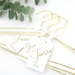 Wedding Dress Hangers - Set of 3 Gold Metal Bridal Hangers - Personalized Gift Tag and Hanger, Robe Hanger, Bridal Hanger, Dress Hanger,Bridesmaid Hanger - H-CH02G