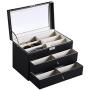 Fine Storage Boxes Leather Multi Sunglasses Organizer for Women Men, Sunglasses Display Case Watch Organizer Jewelry Collection Case, Sunglass Glasses Storage Holder Boxes with 18 Slots