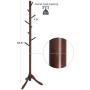 VASAGLE Coat Rack Free Standing, Wooden Hall Tree Coat Hat Tree Coat Hanger Holder Enterway with Solid Rubberwood Base for Coat, Hat, Clothes, Scarves, Handbags,Umbrella, Dark Walnut URCR01WN