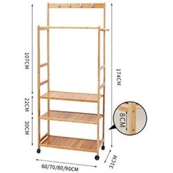 MOJ-YJ Floor Stand Hanging Rack Coat Rack Living Room Bedroom Hanger Floor-to-Floor Balcony Clothes Hangers Floor Standing Coat and Hat Stand (Color : Log color) (Size : 9031174cm)