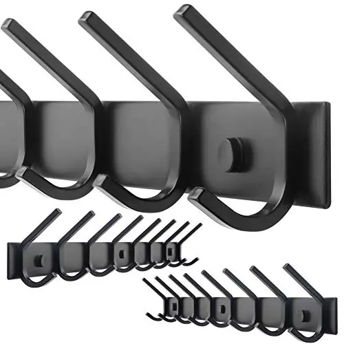 WEBI Coat Rack Wall Mounted,8 Hooks for Hanging Coats,30 Inch Hook Rack Hook Rail Coat Hanger Wall Mount for Backpack,Clothes,Jacket,Black,2 Packs WEBI Coat Rack Wall Mounted,8 Hooks for Hanging Coats,30 Inch Hook Rack Hook Rail Coat Hanger Wall Mount for Backpack,Clothes,Jacket,Black,2 Packs