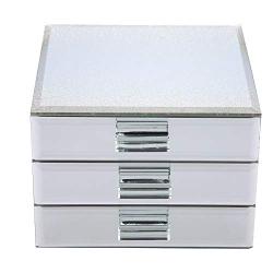 Jewelry Storage Box, 3 Layers Mirrored Jewelry Boxes Trinket Storage Make-up Container Case Drawer