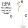Type A Wooden Coat Rack | Clothing Hanger with 6 Hooks, Easy Assembly & 2 Adjustable Heights | Perfect for Your Hallway, Entryway or Foyer to Hang Your Clothes & Accessories | Wooden White Base