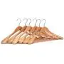 JS HANGER 6-Pack Wooden Hangers Nature Finish Wide Shoulder Hangers JS HANGER 6-Pack Wooden Hangers Nature Finish Wide Shoulder Hangers