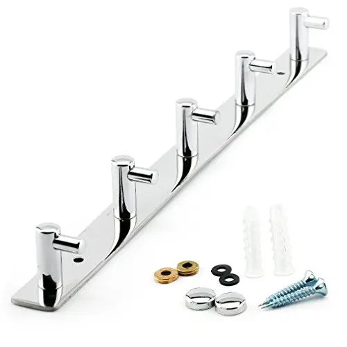 1X Deluxe Chrome Clothes Hat Coat Holder Rack 5 Hooks Stainless Steel Wall Hanger 1X Deluxe Chrome Clothes Hat Coat Holder Rack 5 Hooks Stainless Steel Wall Hanger