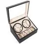 SHZICMY Automatic Watch Winder Display Box, 4+6 Automatic Rotation Leather Wood Watch Winder Storage Display Boxes Watch Case (USA Stock) (Black) SHZICMY Automatic Watch Winder Display Box, 4+6 Automatic Rotation Leather Wood Watch Winder Storage Display Boxes Watch Case (USA Stock) (Black)