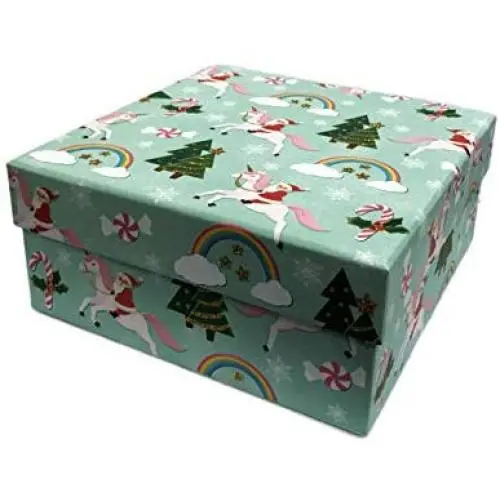 Molly & Rex Believe in Santa Whimsical Rainbows Peppermints & Santa Riding Unicorns Decorative Holiday Storage Boxes Gold Glitter Accents (Medium) Molly & Rex Believe in Santa Whimsical Rainbows Peppermints & Santa Riding Unicorns Decorative Holiday Storage Boxes Gold Glitter Accents (Medium)