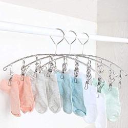 MEIYIN 3Pcs Stainless Steel Laundry Drying Rack Drip Hanger with 6/8/10 Clips Automatic Windproof Hook for Underwear Sock