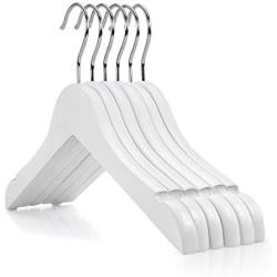 HANGERWORLD 12 White Wooden 11.8inch Kids Notched Top Coat Clothes Garment Hangers Baby Toddler