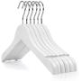 HANGERWORLD 12 White Wooden 11.8inch Kids Notched Top Coat Clothes Garment Hangers Baby Toddler