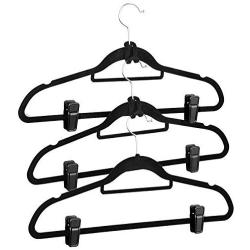 Non-Slip Velet Clothes Hangers -10 Pack - with 5pcs Connector Hooks and 10pcs Clips - Hold Up-To 10 Lbs - for Suit Dress Pants Tie Belt Scarf