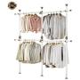 PRINCE HANGER, One Touch Double 2 Tier Adjustable Hanger, Holds 80kg(176LB) per Horizontal bar, Clothing Rack, Closet Organizer,38mm Vertical Pole, Heavy Duty, Garment Rack, PHUS-0033, Made in Korea