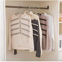 Multilayer Fish Bone Shape Stainless Steel Clothing Storage Racks Clothes Hanger Storage Holder Wardrobe Laundry Drying Rack 2pcs Ramdom Color