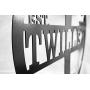 Personalized Metal Steel Monogram Wall Art Door Hanger - Customized with Last Name and Wedding Year - Beautiful Wall Decor For Custom Anniversary or Wedding Gift Present