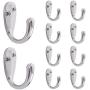 Home Master Hardware 10 Pieces Wall Mounted Coat Hook Prong Robe Hooks Single Coat Hanger with Screws (Matte Nickel)