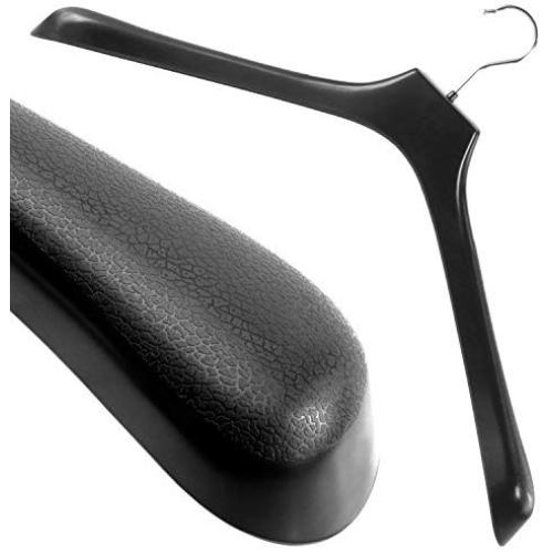 HANGERWORLD 10 Black 19.7inch Plastic Coat Jacket Clothes Garment Top Hangers 1.96inch Wide Broad Shoulder Support