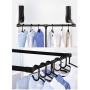 Lift Pull Down Hanger Rod,Adjustable Width Clothes Rack Clothes,Hanger Rail for Cabinet Soft Return (Brown) (Size : 450-600mm)