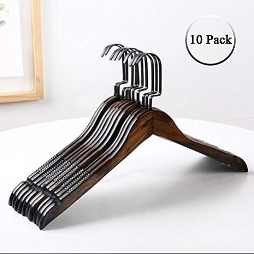 YQ WHJB Wooden Standard Hangers,Retro Crease Free Smooth Finish Clothes Hangers Notched Not-Slip Stripes for Shirt Dress Suit 10 Pack YQ WHJB Wooden Standard Hangers,Retro Crease Free Smooth Finish Clothes Hangers Notched Not-Slip Stripes for Shirt Dress Suit 10 Pack