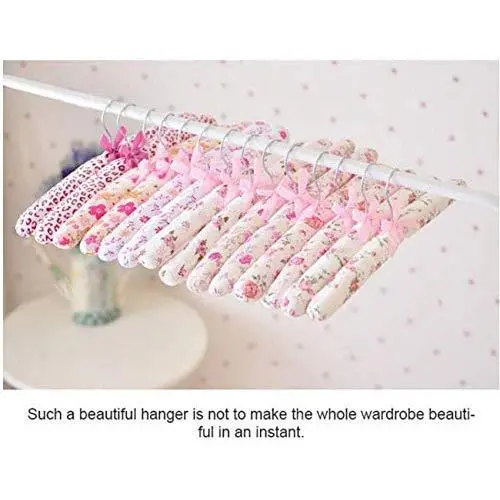 Cotton Fabric Sponge Hanger Elegant Non-Slip Wood Hanger Women Foam Sweater Hangers Soft Cloth Hanger 10pcs Random Color