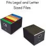 Internets Best Collapsible File Storage Organizer - Decorative Linen Filing & Storage Office Boxes - Letter/Legal - Charcoal - 6 Pack