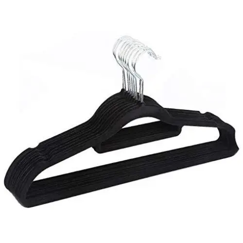 10pcs Random Color Non-Slip Ultra-Thin 360 Degree Swivel Flocked Adult Clothes Hangers with Tie Bar, Notched Shoulders 10pcs Random Color Non-Slip Ultra-Thin 360 Degree Swivel Flocked Adult Clothes Hangers with Tie Bar, Notched Shoulders