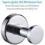 Robe Towel Hook Polished Chrome, APLusee SUS304 Stainless Steel Modern Utility Coat Holder Round Shower Cloth Hanger, Bathroom Kitchen Garage Storage