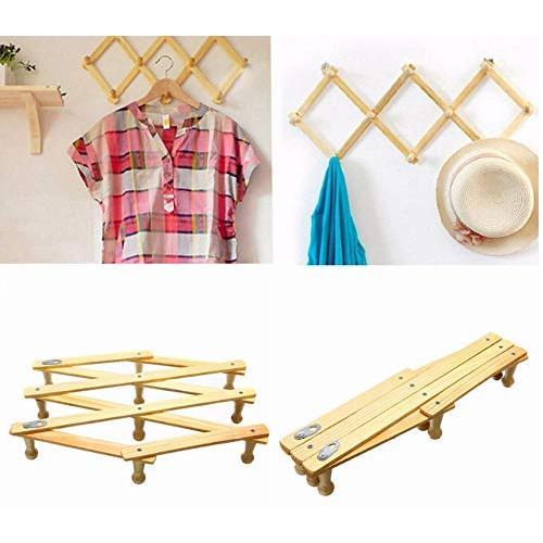 2pcs 10 Head Wood Hanger Expanding Clothes Hanger Expandable Coat Rack Holder Shelf Hat Closet Wall Hook Home Decor