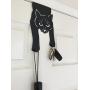 Over the Door Cat Double Hook Hanger I Perfect for Cat Lovers I Heavy Duty Iron Organizer for Hanging Towels, Clothes, Coats, Robes, Keys | Black | by Cat-Nab