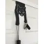 Over the Door Cat Double Hook Hanger I Perfect for Cat Lovers I Heavy Duty Iron Organizer for Hanging Towels, Clothes, Coats, Robes, Keys | Black | by Cat-Nab