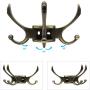 CERRXIAN Flexible Swivel Hook Wall Mounted Hanger Towel Clothes Hat Coat Bag European Style Vintage Multi Triple Hook for Bath Kitchen Garage Bedroom (Bronze)