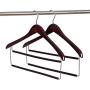 2 Quality Two-Tone Wooden Suit Hangers with Velvet Pants Bar Smooth Finish Solid Wood Coat Hanger with 360° Swivel Hook - Camisole, Jacket, Pant, Dress Clothes Hangers (Mahogany, 2)