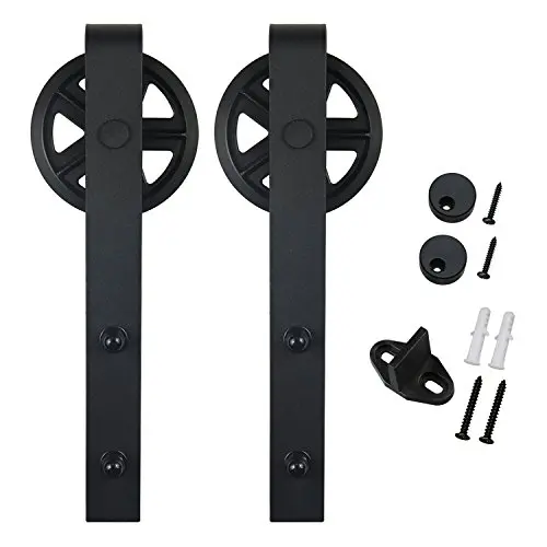 SMARTSTANDARD Sliding Barn Door Hardware Rollers 2PCS (Black) (Big Industry Wheel Hangers) SMARTSTANDARD Sliding Barn Door Hardware Rollers 2PCS (Black) (Big Industry Wheel Hangers)