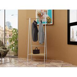 JEROAL Heavy Duty Clothing Rack Garment Rack Entryway Free Standing Coat Rack with Hanger and 1-Tier Durable Shelf for Shoes Clothes Storage in White,34.06&quotX16.73 X61.81(W X D X H)