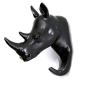 HERNGEE Rhino Head Single Wall Hook/Hanger Animal Shaped Coat Hat Hook Heavy Duty, Rustic, Decorative Gift, Black