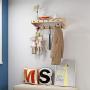 Wall Hook Shelf Rack Wall Hanger Wall Coat Rack Creative Clothes Hanger Natural Bamboo Delicate Porcelain Hook,C+53cm+4hooks