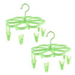 uxcell Household 8 Clips Laundry Clothes Underwear Socks Hanger 2pcs Green