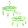 uxcell Household 8 Clips Laundry Clothes Underwear Socks Hanger 2pcs Green