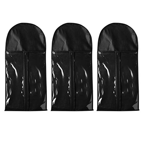 3 Pieces Hair Extensions Wig Storage Bag Dustproof Organizer Protect Wigs Pouch with Transparent Zipper Closure Fit for Wig Storage