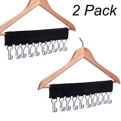 LEKUSHA Belt Organizer Hanger, 10 Hook Belt Rack, Belt Storage Holder for Closet - Change Your Clothes Hanger to Belt Organizer Hanger - Pack of 2