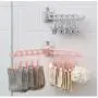 5pcs Random Color 12 Clips Foldable Clothes Hanger Laundry Wall Mounted Drying Rack Holder for Bra Socks Underware Clothes Storage Hook