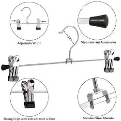 NORTHERN BROTHERS Pants-Hangers-12PCS-Skirt-Hangers-Pant-Hangers-with Clips Slack Hangers Pants Trouser Hangers Clothes Hangers for Pants
