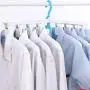 EvaroFly Multipurpose Portable Folding Hanger, Anti-skidding No Trace Storage Clothes Hanger, Save Space -Blue-a 3 Pcs