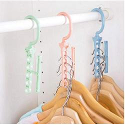 Hangers 10pcs Random Color for Clothes Windproof Hanger Fixed Holder Buckle Household Anti-Slip Clothes Hanger Plastic 5 Circle Hanger Organizer